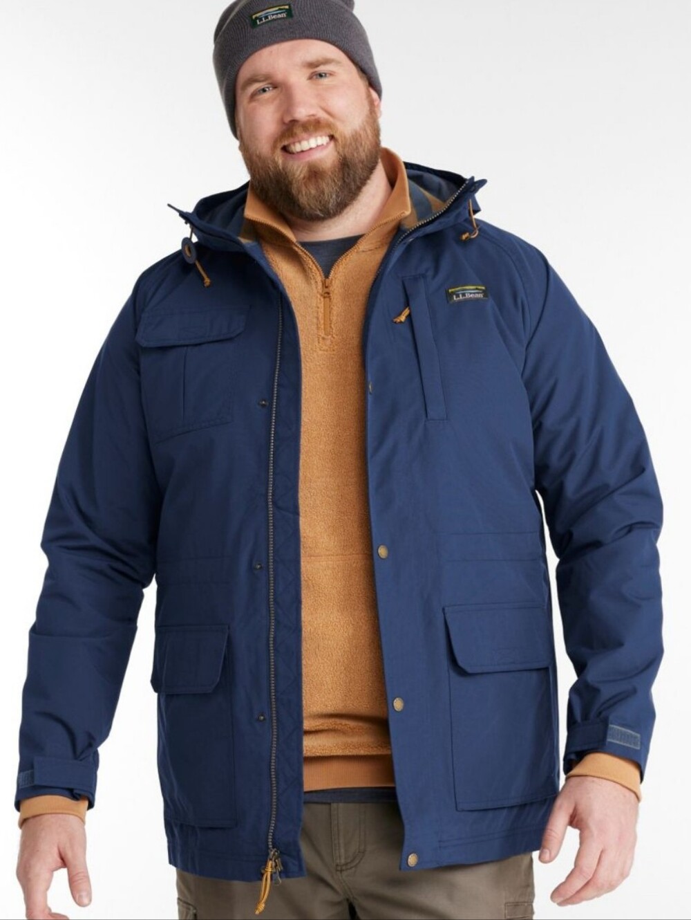 L.L. Bean Navy Hooded Field Coat